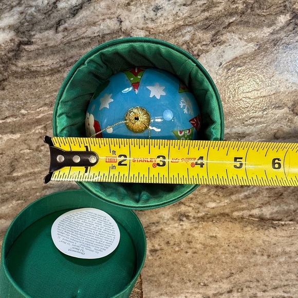 Pier 1 Li Bien 2007 Santa Christmas Glass Ornament Hand Painted w/storage box 4" - Picture 12 of 14